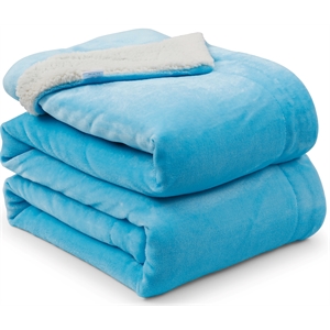l'baiet blue sherpa twin blanket plush microfiber polyester