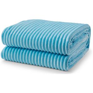 l'baiet blue ribbed twin blanket plush microfiber polyester