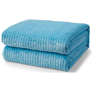 l'baiet blue embossed throw blanket plush microfiber polyester