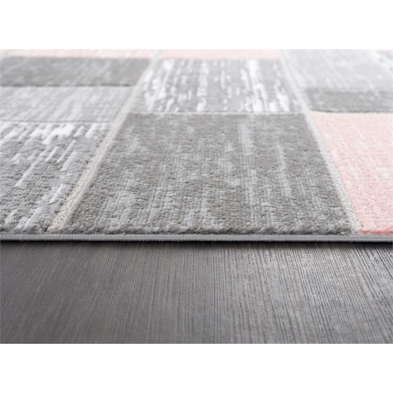 L'Baiet Verena Pink Geometric 4 ft. x 6 ft. Fabric Area Rug