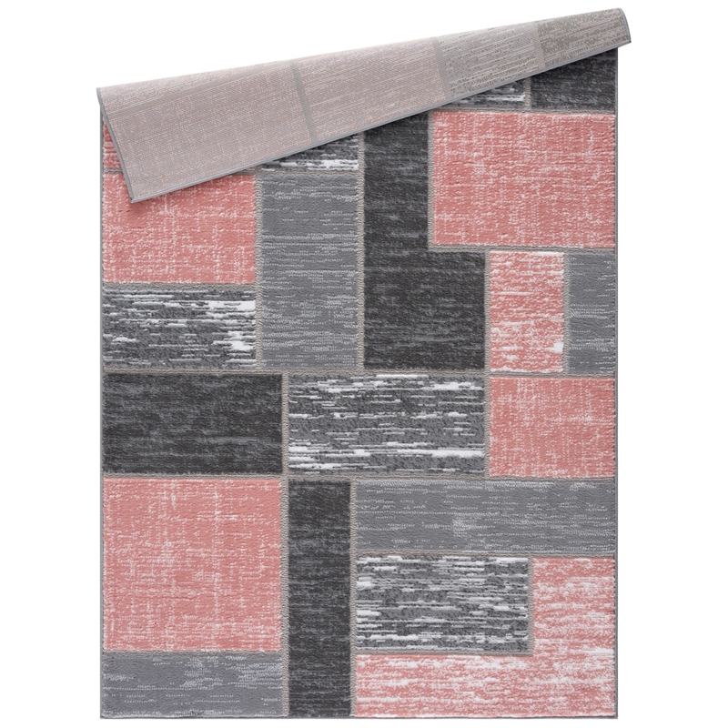 L'Baiet Verena Pink Geometric 5 ft. x 7 ft. Fabric Area Rug