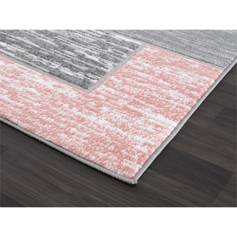 L'Baiet Verena Pink Geometric 5 ft. x 7 ft. Fabric Area Rug