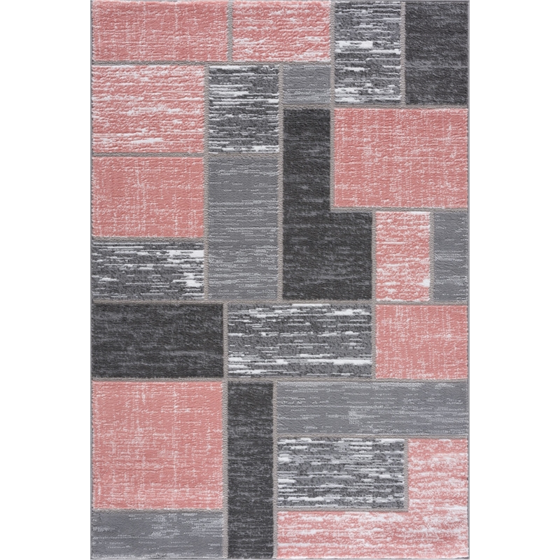 L'Baiet Verena Pink Geometric 8 ft. x 10 ft. Fabric Area Rug