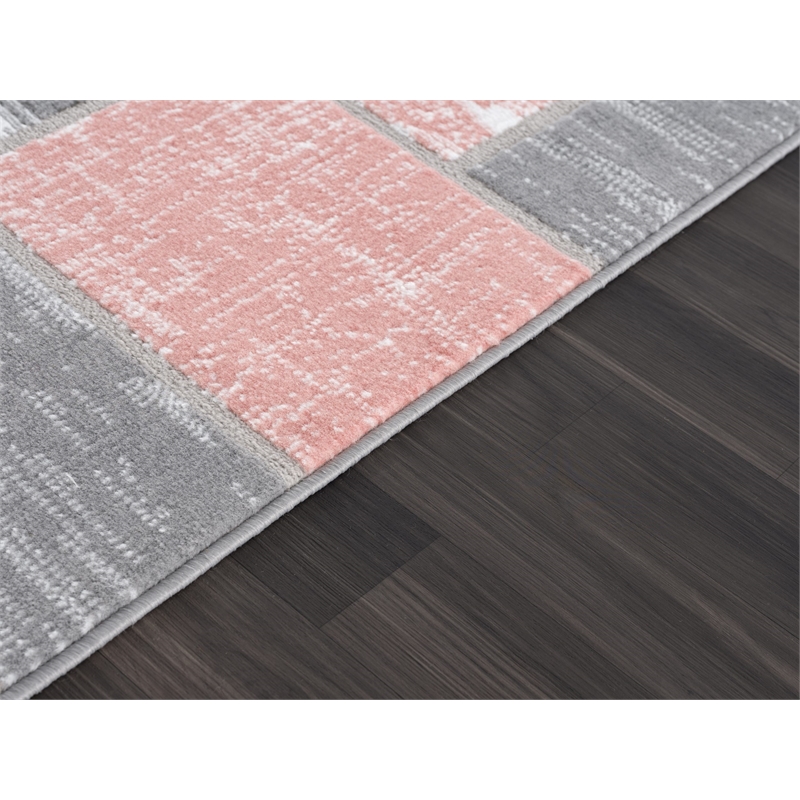 L'Baiet Verena Pink Geometric 2 ft. x 3 ft. Fabric Scatter Area Rug