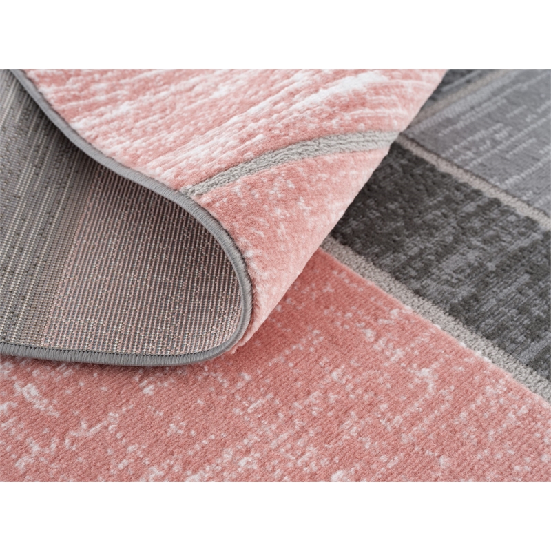 L'Baiet Verena Pink Geometric 2 ft. x 3 ft. Fabric Scatter Area Rug