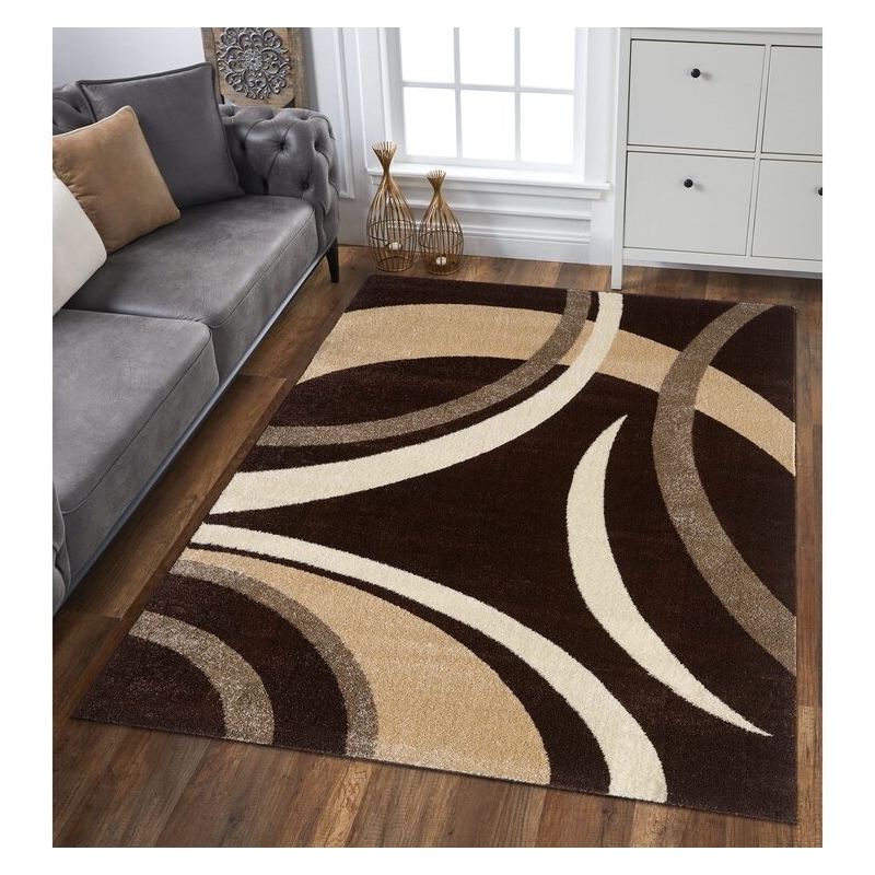 L'Baiet Abigail Brown Graphic Fabric 5 ft. x 7 ft. Area Rug