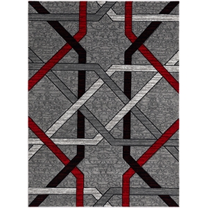 l'baiet nora geometric grey 5 ft. x 7 ft. fabric rug