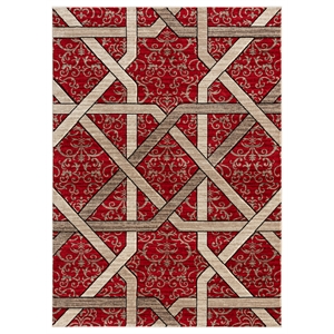 l'baiet nora geometric red 4 ft. x 6 ft. fabric rug