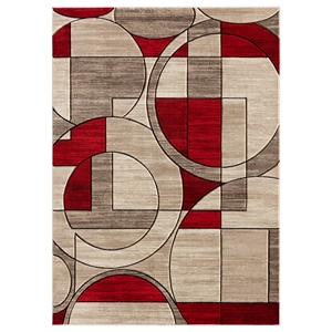 l'baiet samantha geometric red 4 ft. x 6 ft. fabric rug