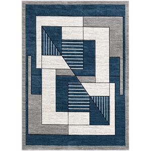 l'baiet caroline geometric blue 4 ft. x 6 ft. fabric rug
