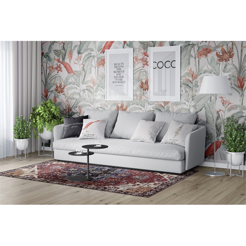 L'Baiet Monica Red Distressed Washable 8 ft. x 10 ft. Fabric Area Rug
