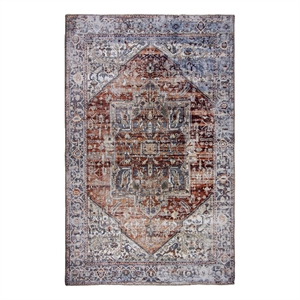 L'Baiet Sasha Coral Distressed Washable 5 ft. x 7 ft. Fabric Area Rug