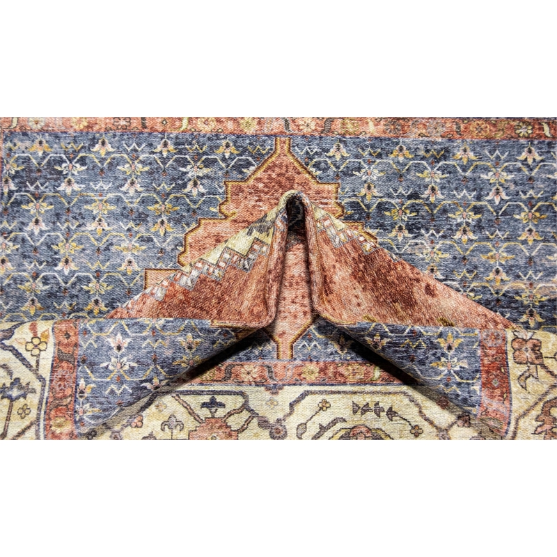 L'Baiet Rachel Multi-Color Traditional Washable 2 ft. x 6 ft. Fabric Runner Rug