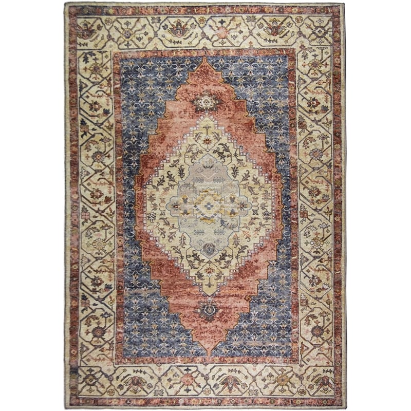 L'Baiet Rachel Multi-Color Traditional Washable 5 ft. x 7 ft. Fabric Area Rug