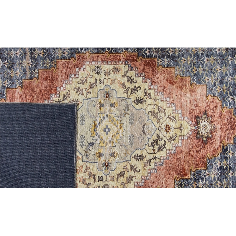 L'Baiet Rachel Multi-Color Traditional Washable 8 ft. x 10 ft. Fabric Area Rug