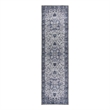 L'Baiet Lyla Blue Traditional Washable 2 ft. x 6 ft. Fabric Runner Rug