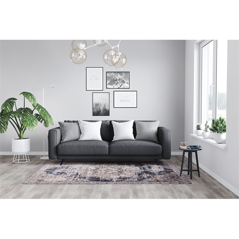 L'Baiet Cameron Beige Distressed Washable 8 ft. x 10 ft. Fabric Area Rug