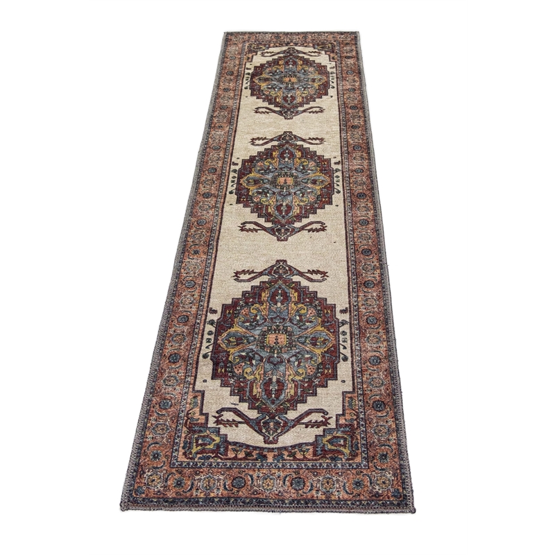 L'Baiet Jessie Brick Red Traditional Washable 4 ft. x 6 ft. Fabric Area Rug