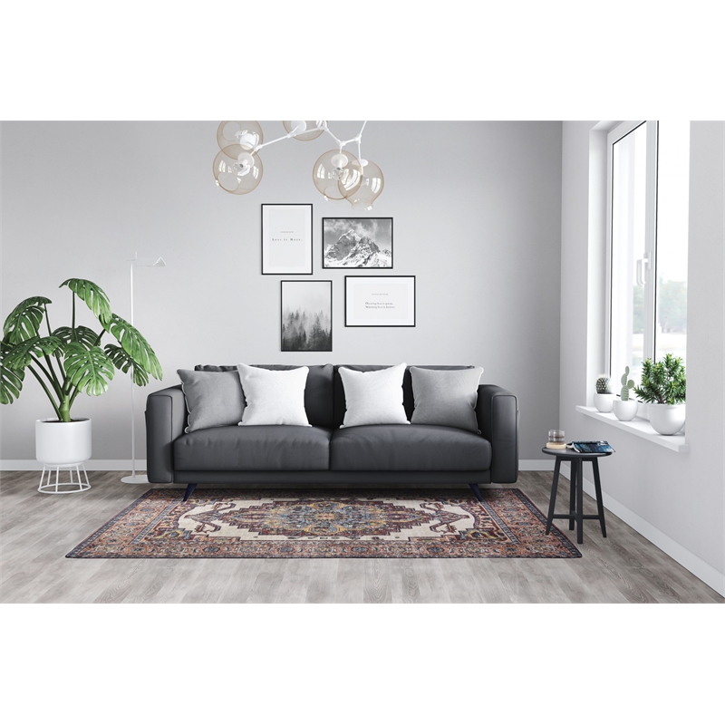 L'Baiet Jessie Brick Red Traditional Washable 5 ft. x 7 ft. Fabric Area Rug