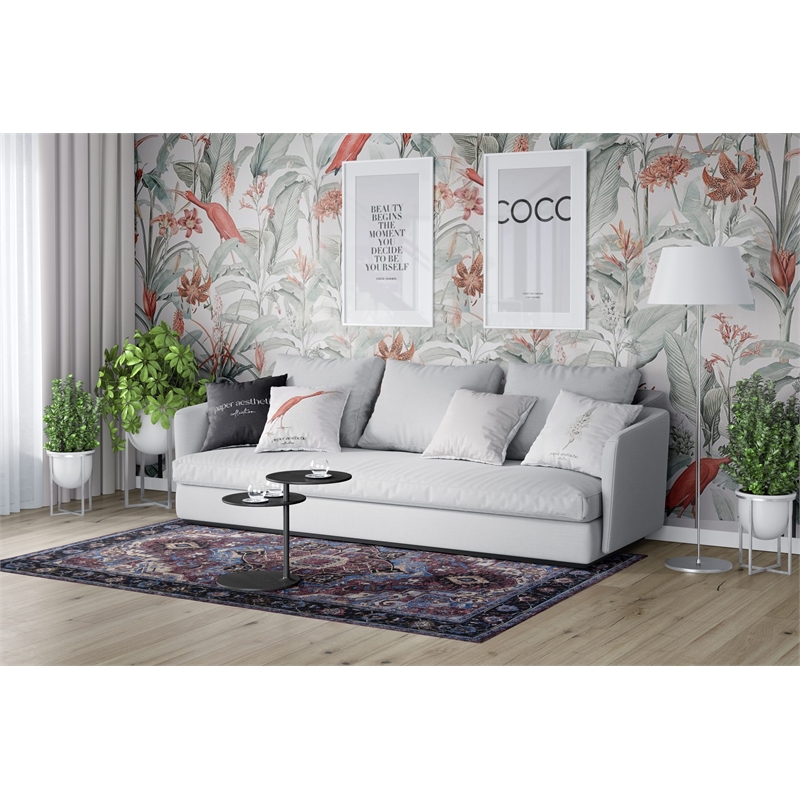 L'Baiet Tess Multi-Color Traditional Washable 5 ft. x 7 ft. Fabric Area Rug