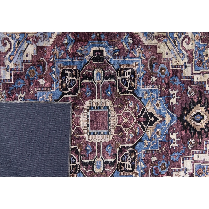 L'Baiet Tess Multi-Color Traditional Washable 5 ft. x 7 ft. Fabric Area Rug