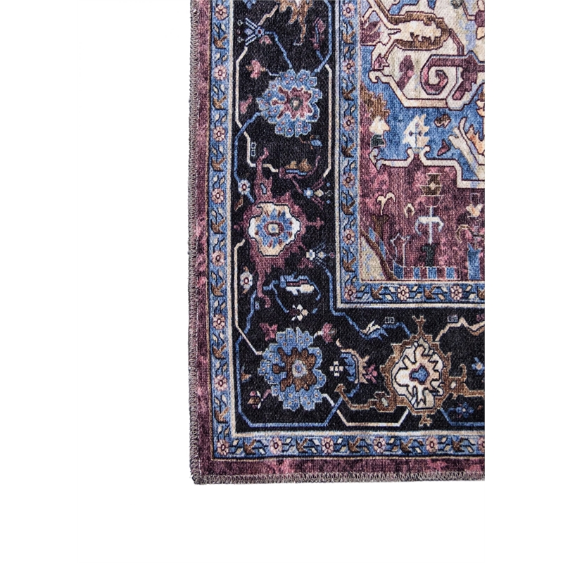 L'Baiet Tess Multi-Color Traditional Washable 5 ft. x 7 ft. Fabric Area Rug