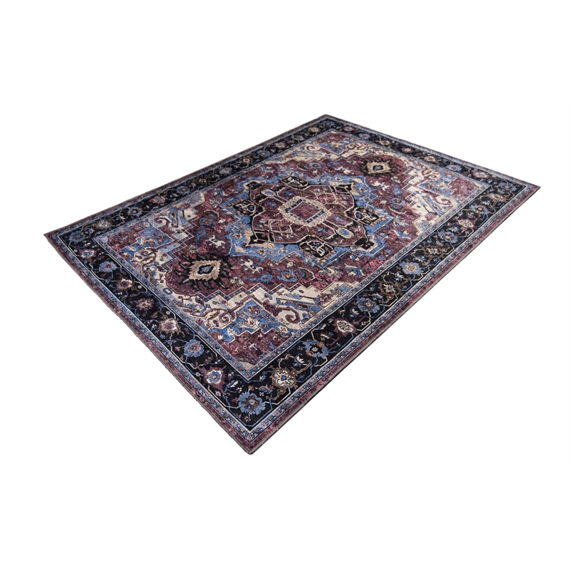 L'Baiet Tess Multi-Color Traditional Washable 5 ft. x 7 ft. Fabric Area Rug
