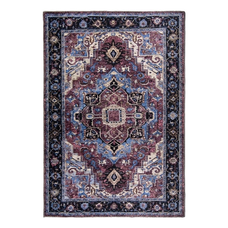 L'Baiet Tess Multi-Color Traditional Washable 5 ft. x 7 ft. Fabric Area Rug