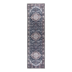 L'Baiet Scarlett Gray Distressed Washable 2 ft. x 6 ft. Fabric Runner Rug