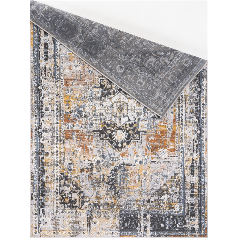 L'Baiet Marie Blue Distressed 2 ft. x 6 ft. Fabric Runner Rug