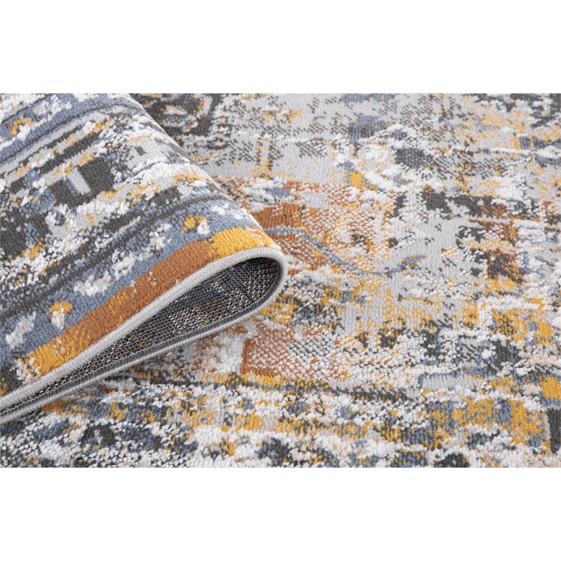 L'Baiet Marie Blue Distressed 8 ft. x 10 ft. Fabric Area Rug