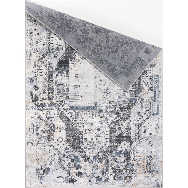 L'Baiet Anna Gray Oriental 2 ft. x 6 ft. Fabric Runner Rug