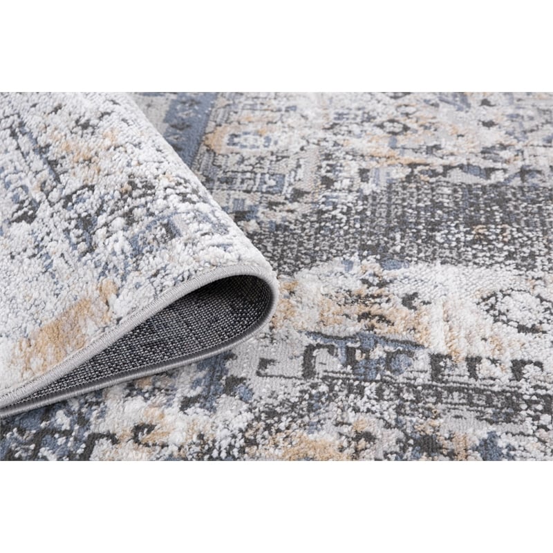 L'Baiet Anna Gray Oriental 2 ft. x 6 ft. Fabric Runner Rug