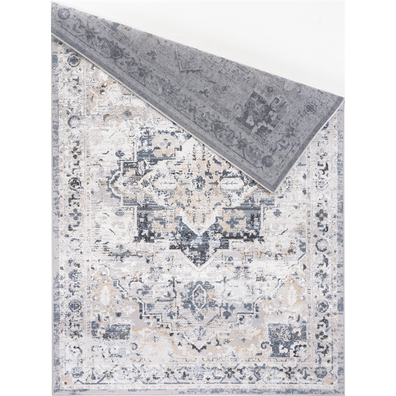 L'Baiet Sophia Gray Oriental 4 ft. x 6 ft. Fabric Area Rug