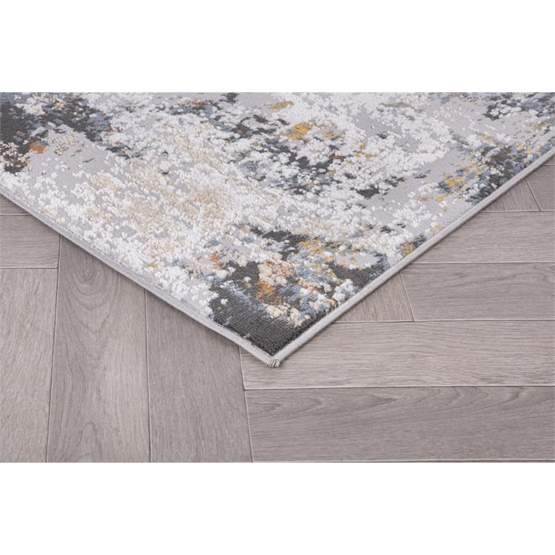 L'Baiet Elena Blue Distressed 2 ft. x 6 ft.  Fabric Runner Rug