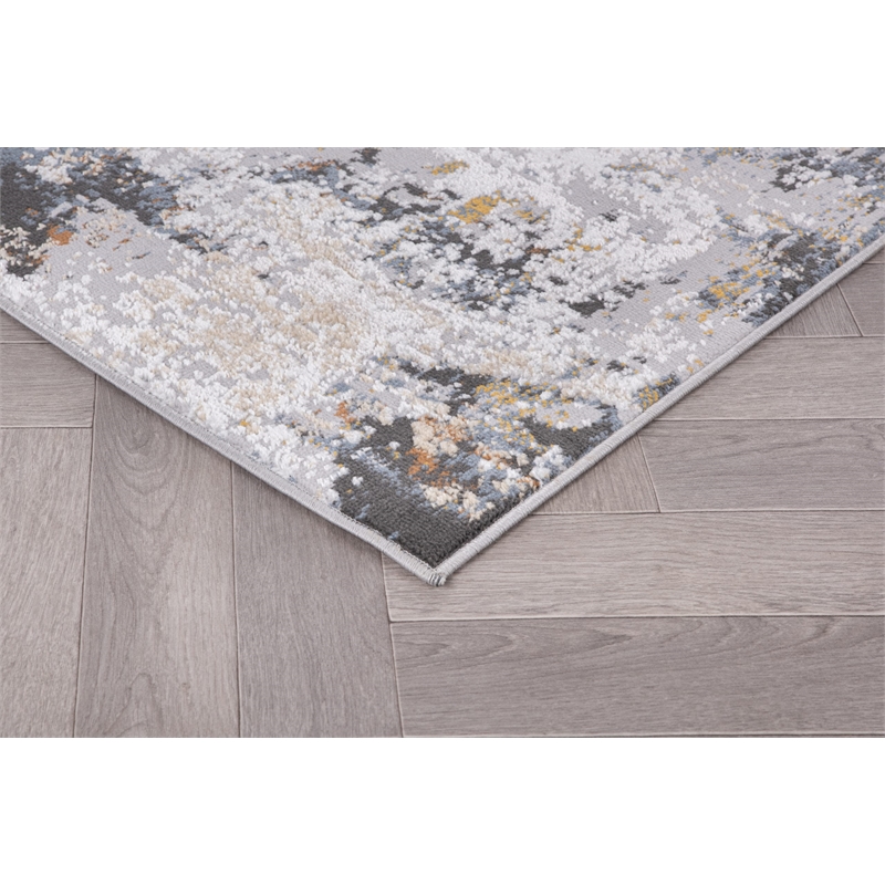 L'Baiet Elena Blue Distressed 5 ft. x 7 ft.  Fabric Area Rug