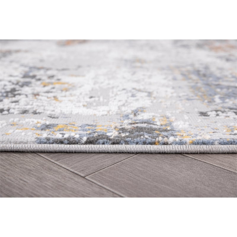 L'Baiet Elena Blue Distressed 5 ft. x 7 ft.  Fabric Area Rug