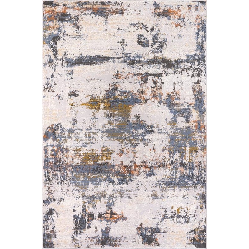 L'Baiet Elena Blue Distressed 5 ft. x 7 ft.  Fabric Area Rug