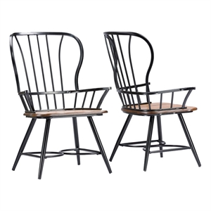 Maddie Home Cassie 17.5&quot Modern Metal Dining Arm Chair in Black (Set of 2)