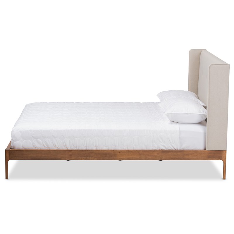 Maddie Home Elements Tufted Upholstered Queen Platform Bed in Light Beige