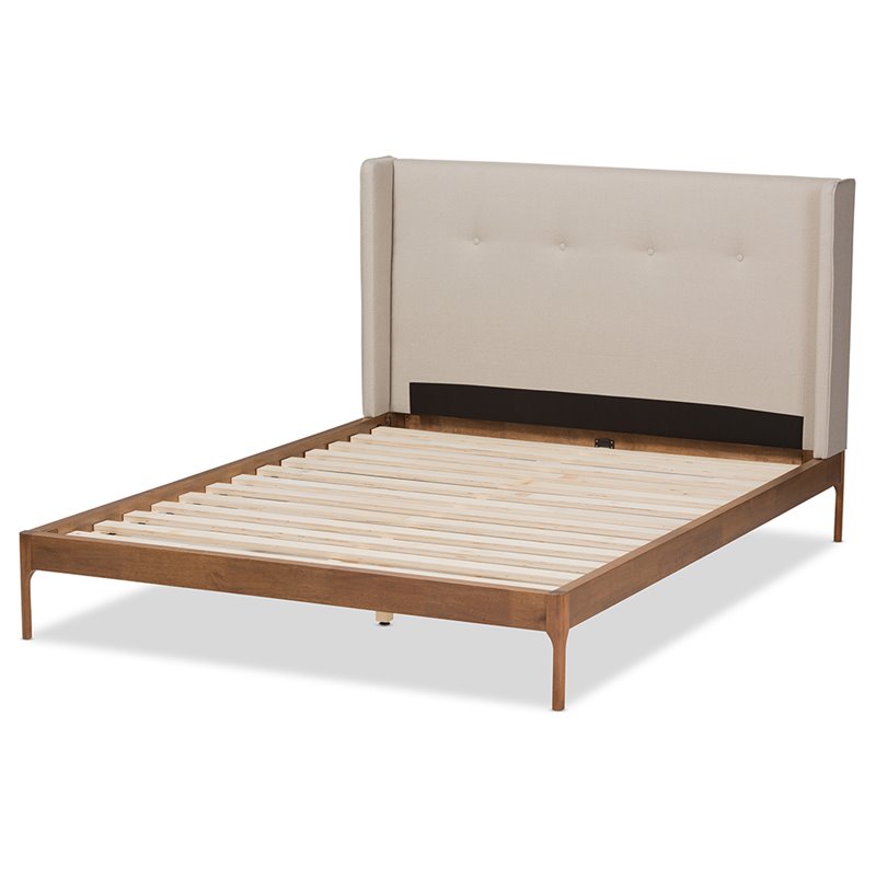 Maddie Home Elements Tufted Upholstered Queen Platform Bed in Light Beige