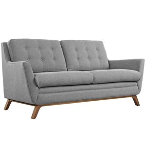 maddie home riley mid century modern fabric loveseat in gray