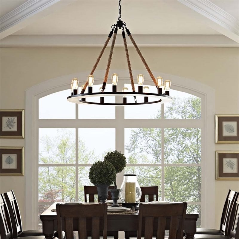 Maddie Home Simone 12 Light Farmhouse Chandelier in Brown - MH-5166-1640699