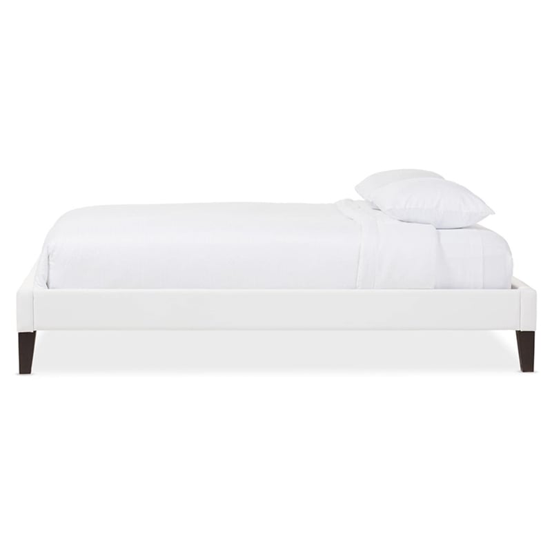 Maddie Home Preston Faux Leather Full Platform Bed Frame in White