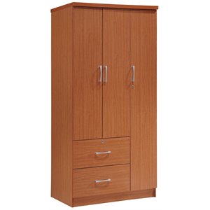 maddie home everyday 3 door armoire with 2 drawers 3 shelves in cherry