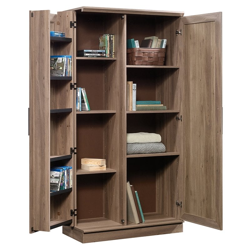 Maddie Home Traditional Engineered Wood 3-Shelf Storage Cabinet in Salt Oak