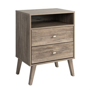 Maddie Home Enzo Mid Century Modern 2 Drawer Tall Nightstand in Drifted Gray