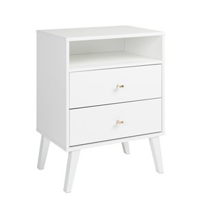 maddie home sea breeze mid century modern 2 drawer tall nightstand in white