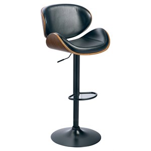 Maddie Home Adjustable Faux Leather Upholstered Barstool in Black