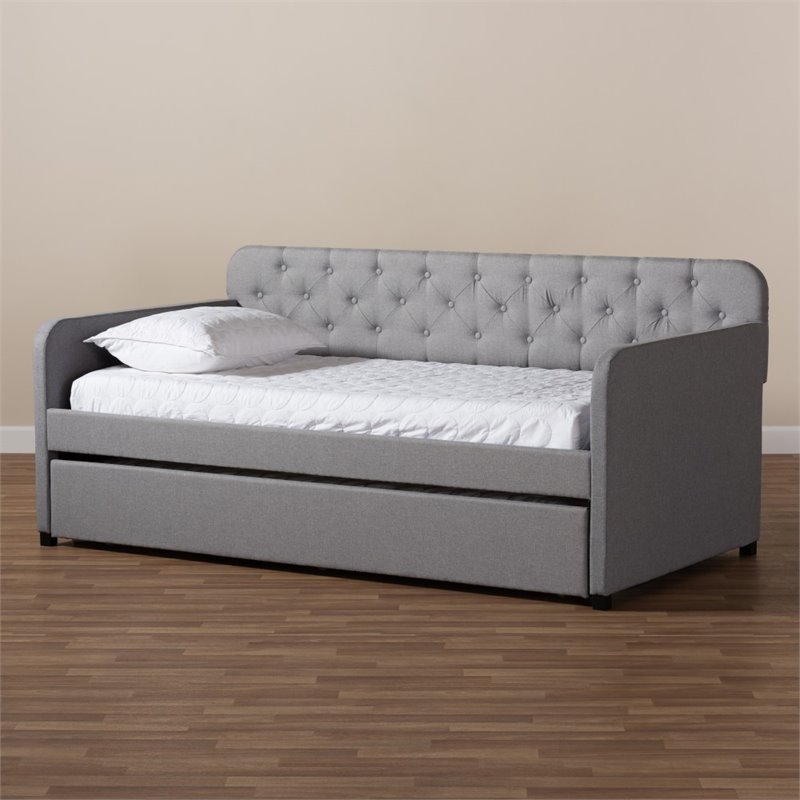 Maddie Home Fabric Tufted Twin Daybed in Gray